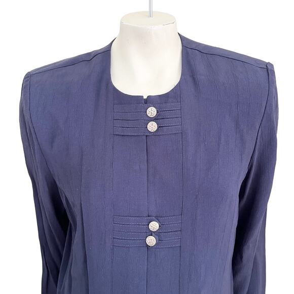 VTG R&M RICHARDS 2 Piece Conservative Pantsuit Set in Navy Blue SZ 8 - Picture 2 of 12